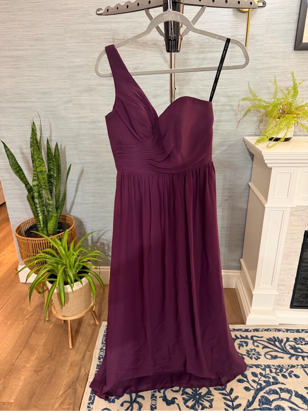 Alfred Angelo One-Shoulder Chiffon Evening Gown in Plum